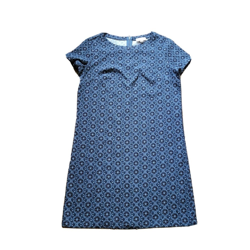 Loft Dress Womens Small Blue And Green Jacquard Short Sleeve Career Dress - Picture 1 of 10
